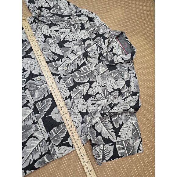 Tommy Bahama Hawaiian Shirt Mens L Gray Palm Leaf Button Up Resort Wear Casual - Picture 4 of 9